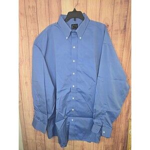 JOS.A.BANK Mens Travelers Collection Button Down Blue Dress Shirt Size 17.5-35